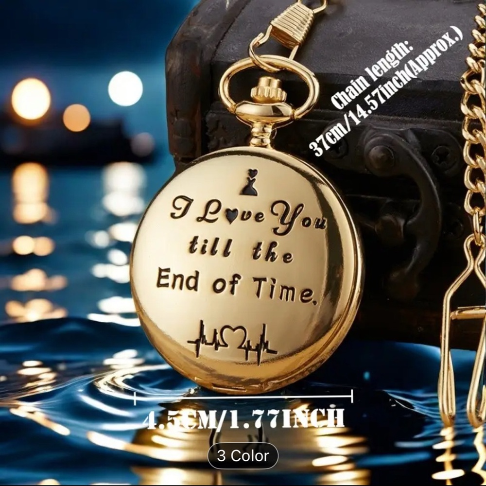 Gold  Engraved Pocket Watch - Picture 2 of 5
